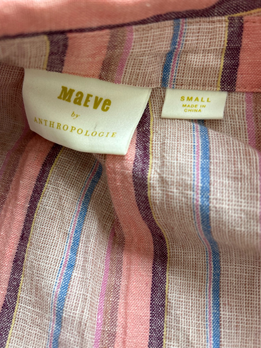 Anthropologie/Maeve Lida Linen Striped , Oversized linen Popover Top - Picture 10 of 12